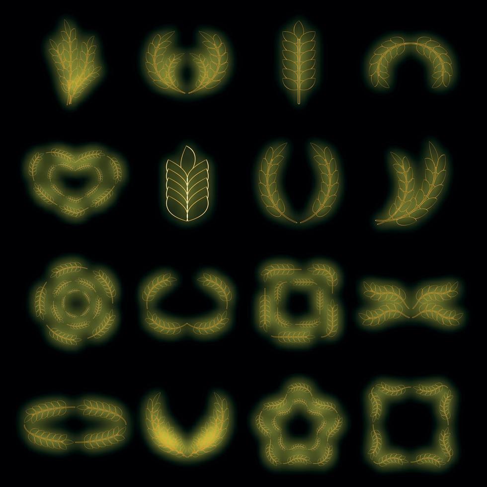 Ear corn icons set vector neon