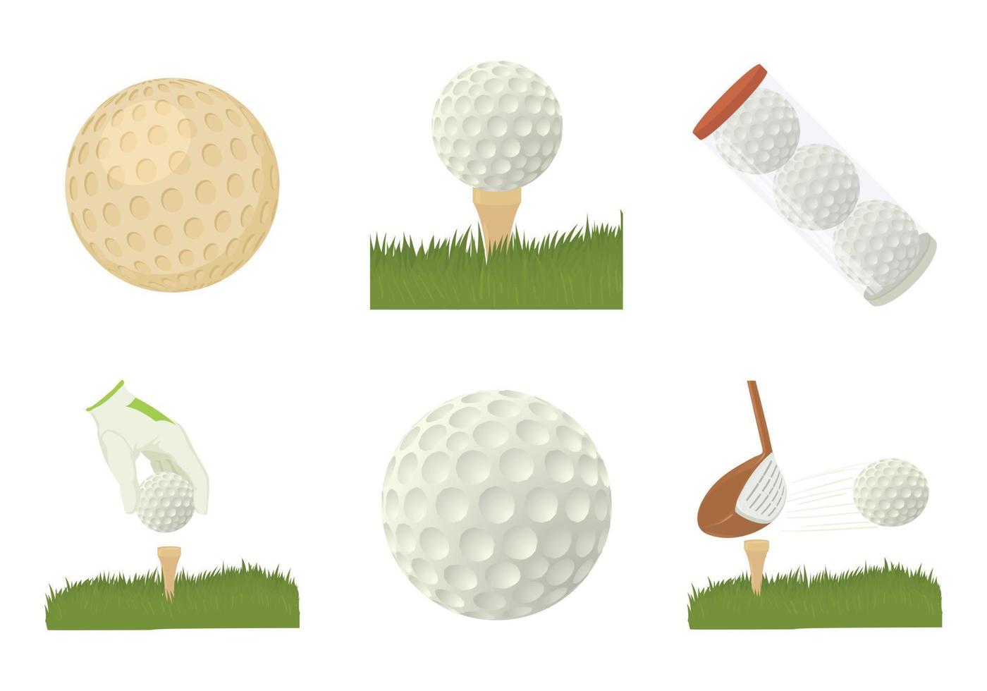 Golf ball icon set, cartoon style vector