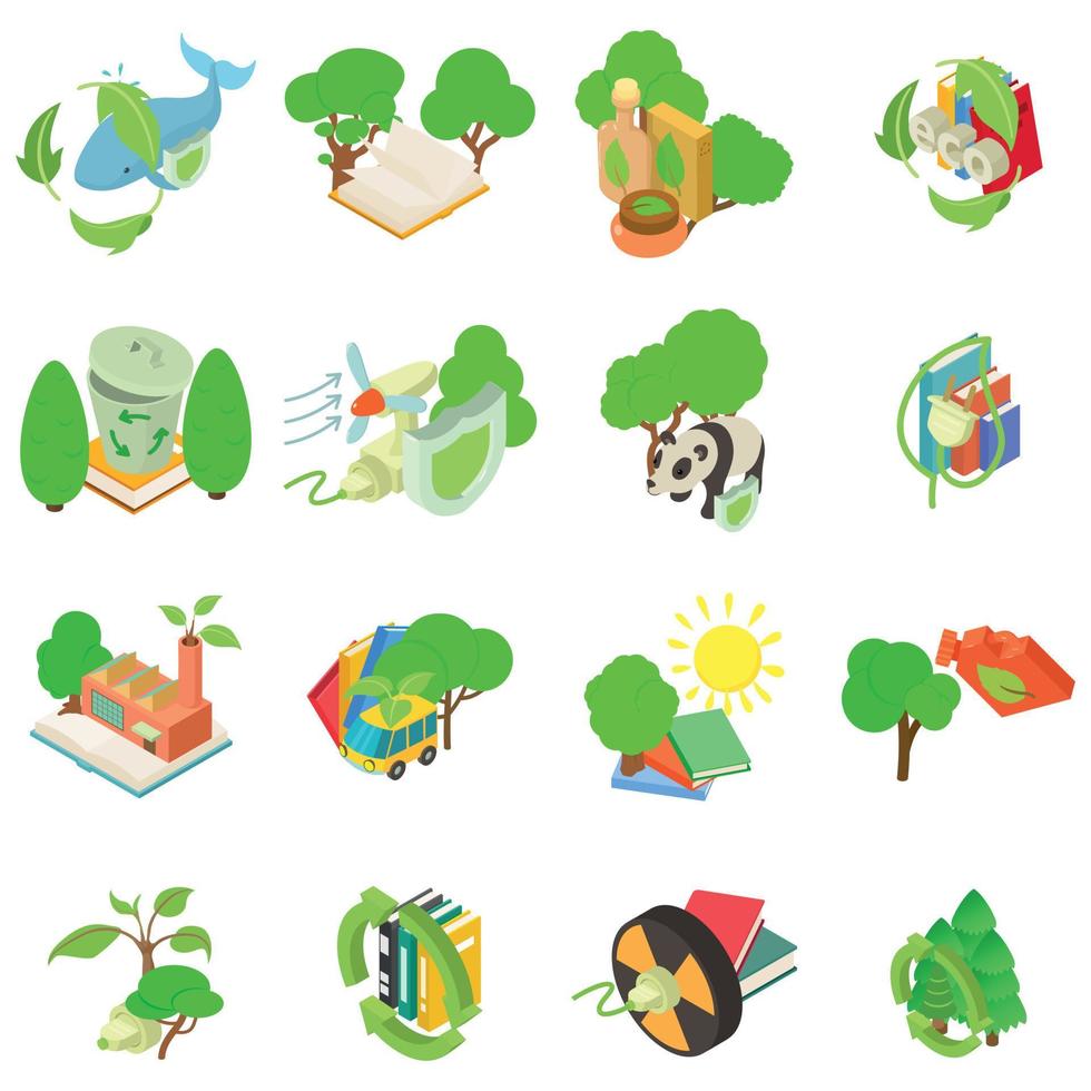 Eco world icons set, isometric style vector