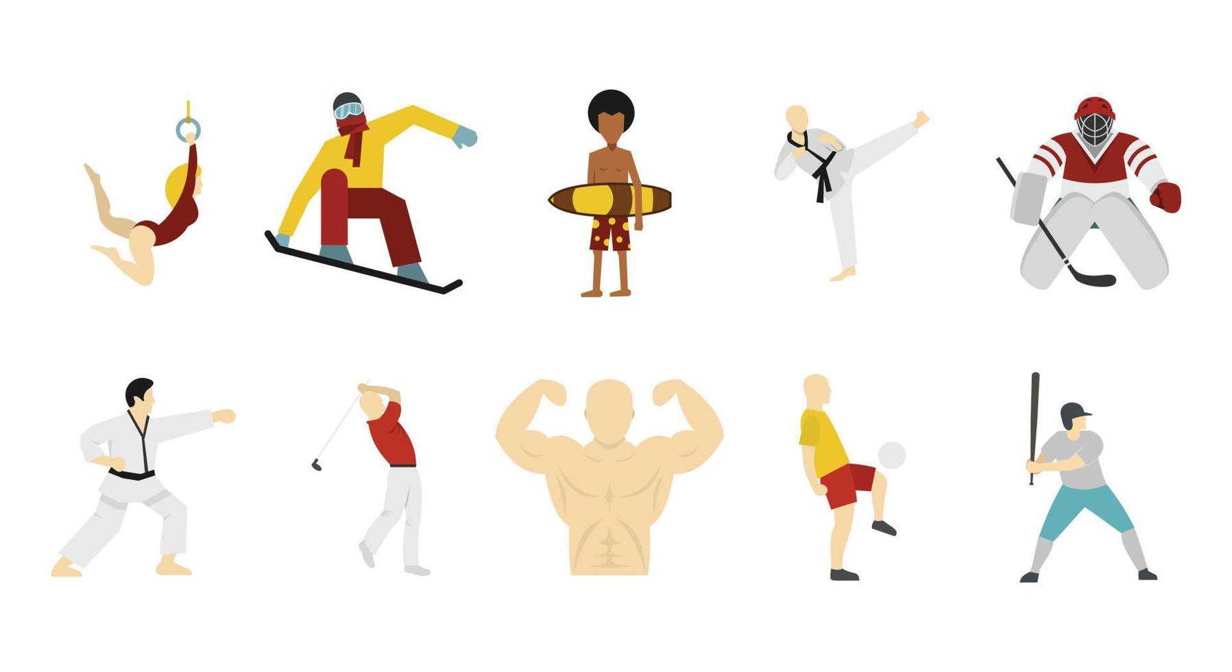 Sport people icon set, flat style vector