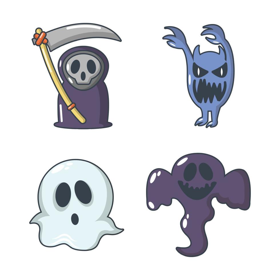 Halloween costume icon set, cartoon style vector