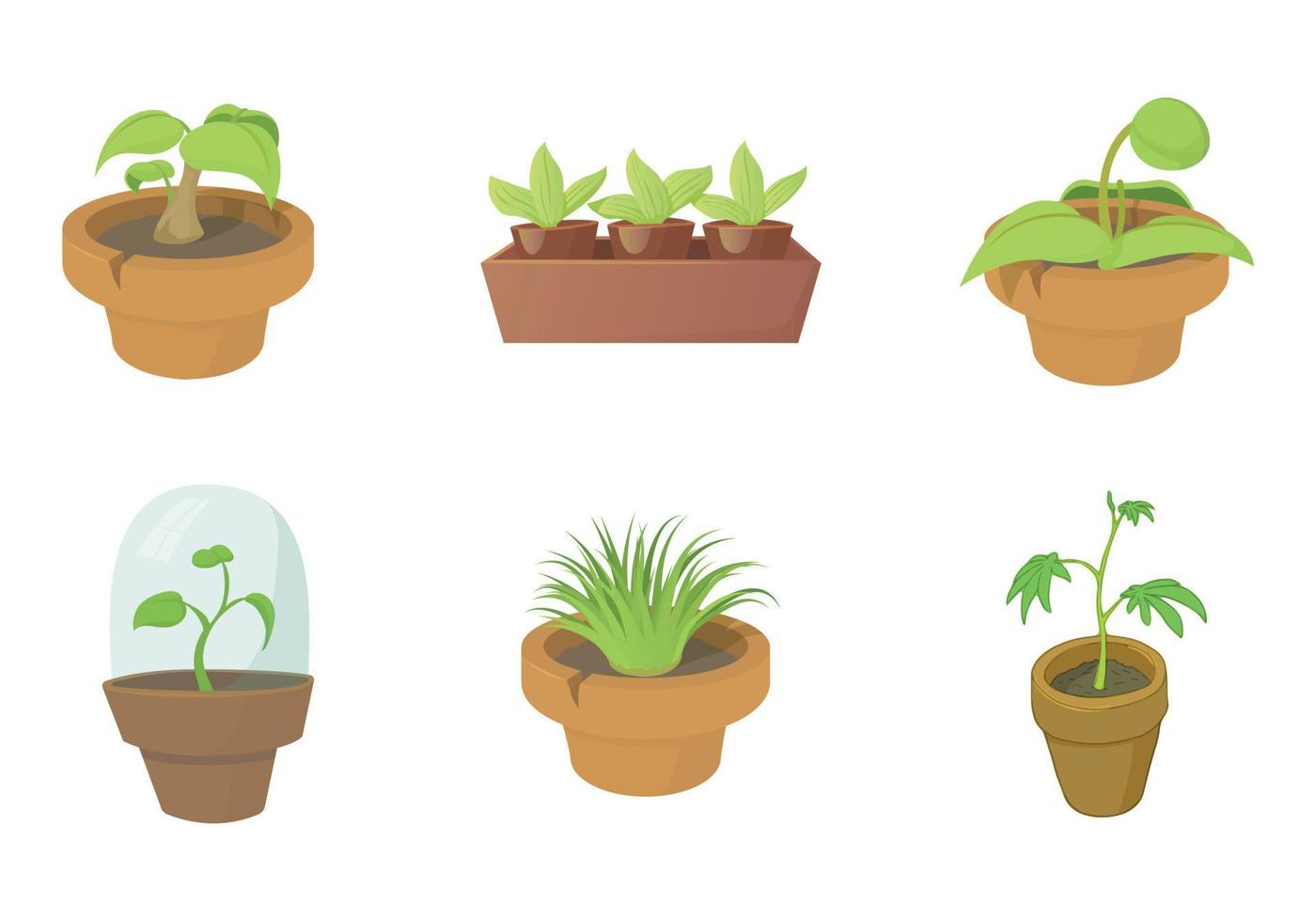 House plant icon set, cartoon style vector