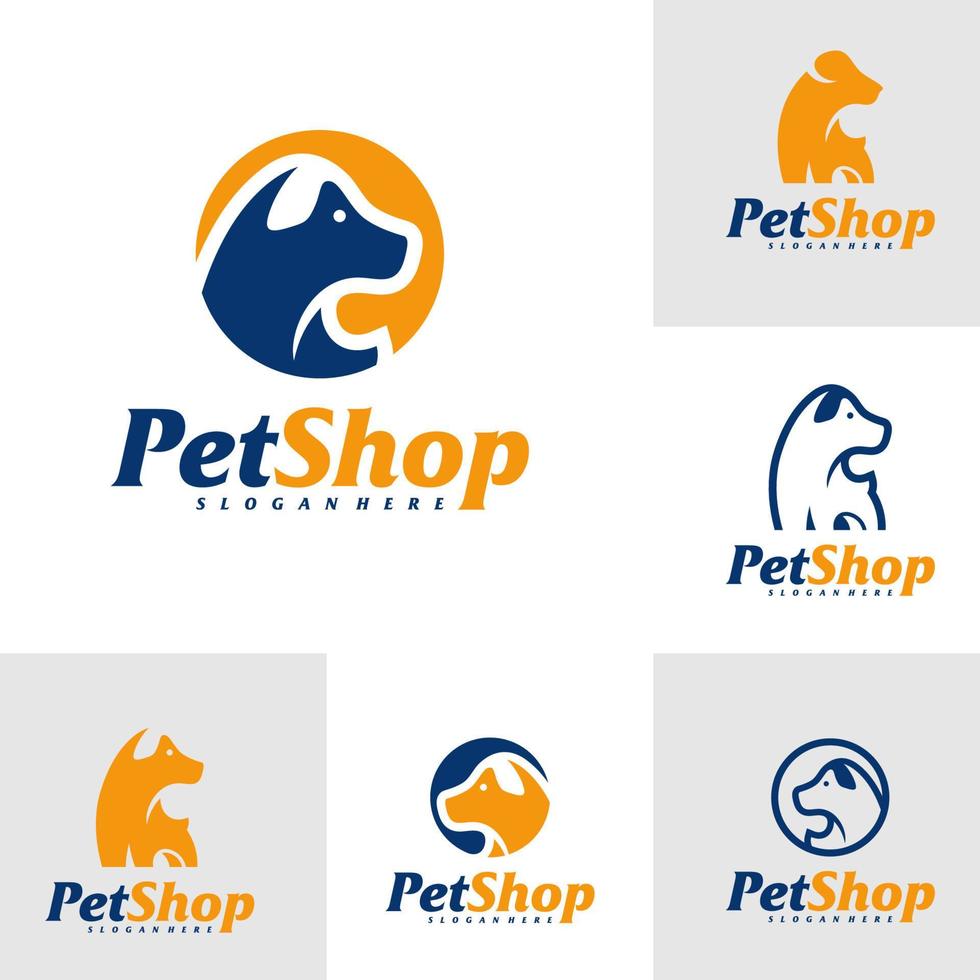 Set of Dog Logo Design Template. Pet logo concept vector. Emblem, Creative Symbol, Icon vector