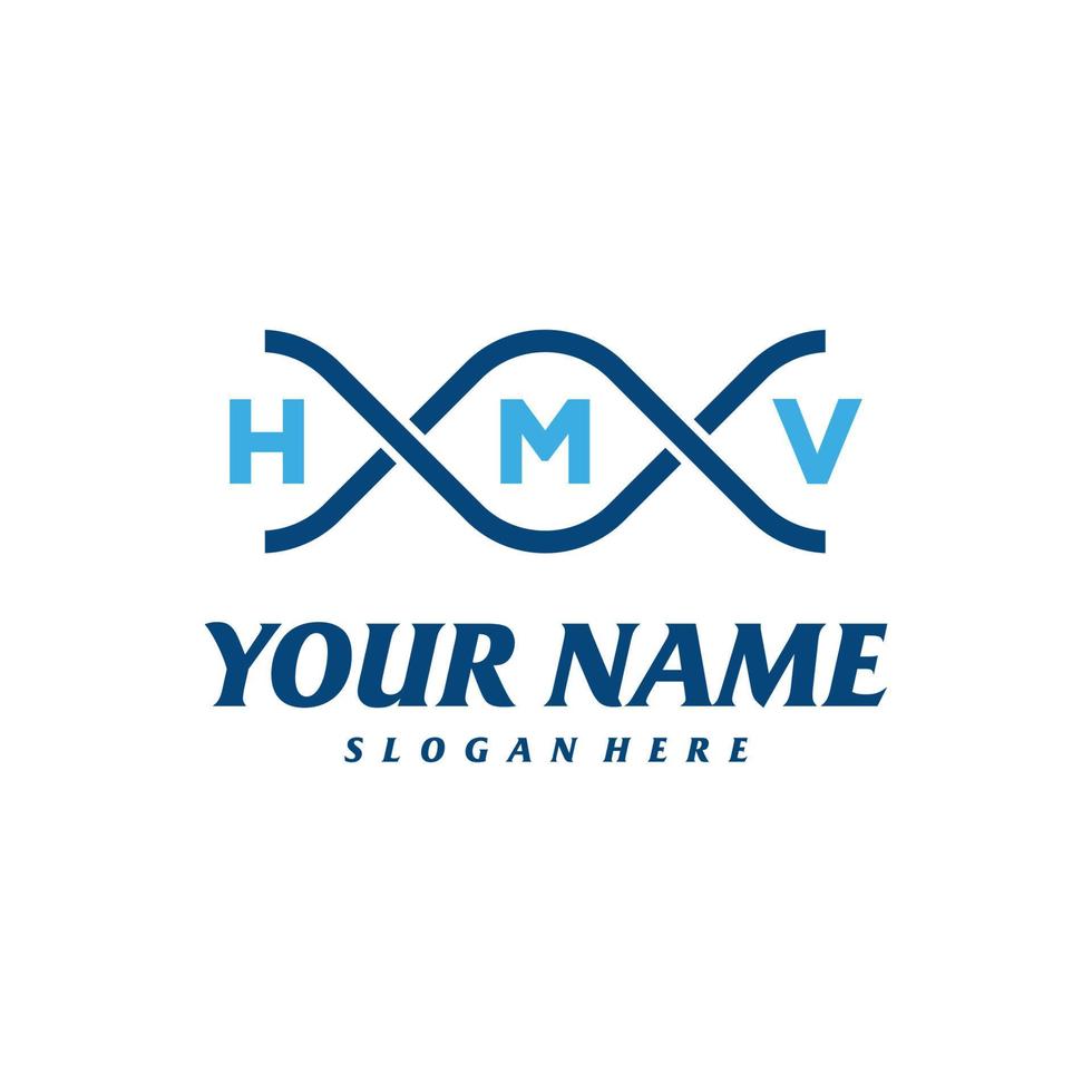 Letter HMV with dna Logo Design Template. Initial HMV logo concept vector. Emblem, Creative Symbol, Icon vector