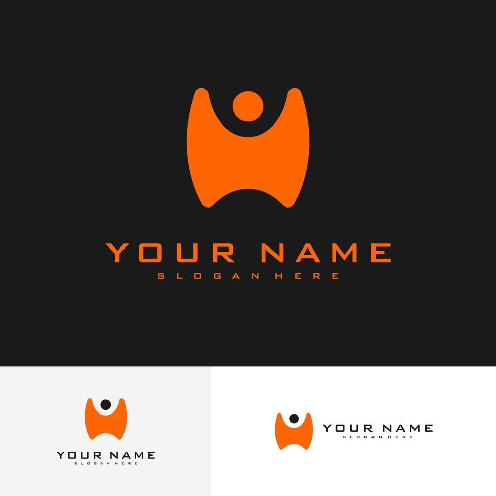 Letter H with people Logo Design Template. Initial H logo concept vector. Emblem, Creative Symbol, Icon vector
