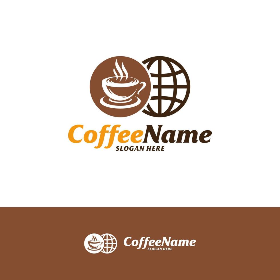 plantilla de diseño de logotipo de café mundial. vector de concepto de logotipo de café. símbolo de icono creativo