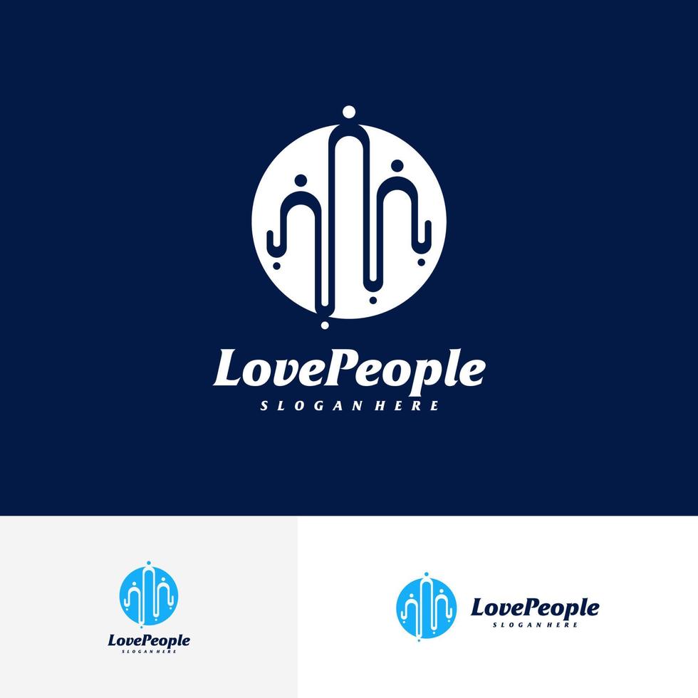 Pulse People Logo Design Template. People logo concept vector. Emblem, Creative Symbol, Icon vector