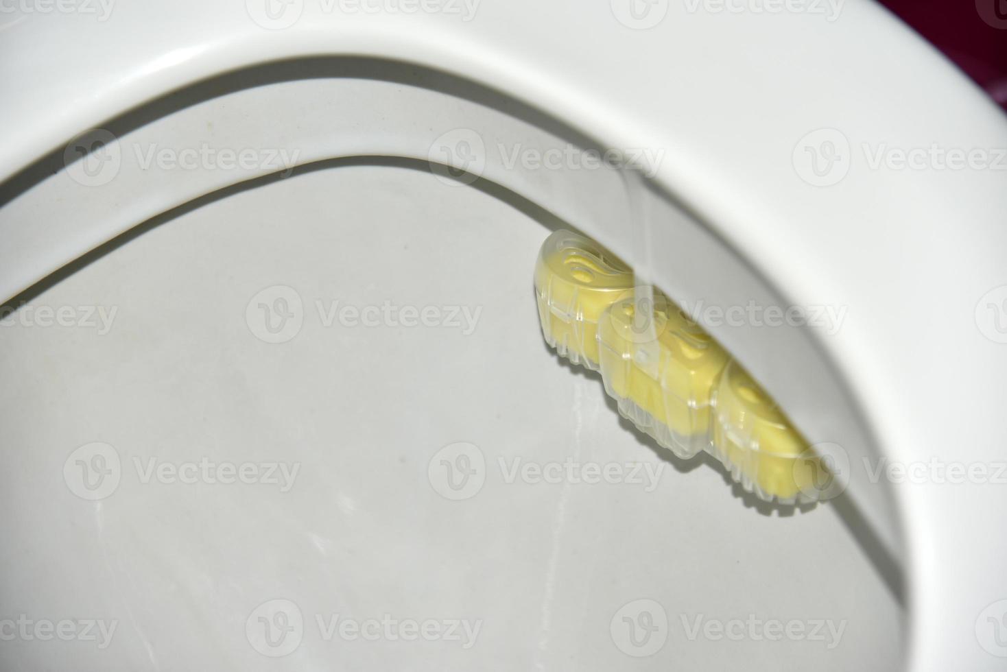 Cleaning suspension toilet bowl cleaner lemon freshness photo