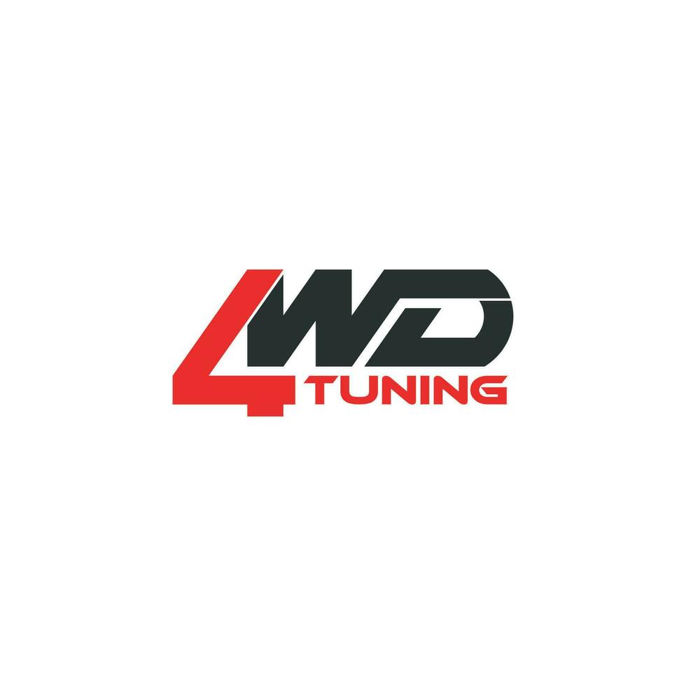 logotipo de 4 wd, texto moderno vector