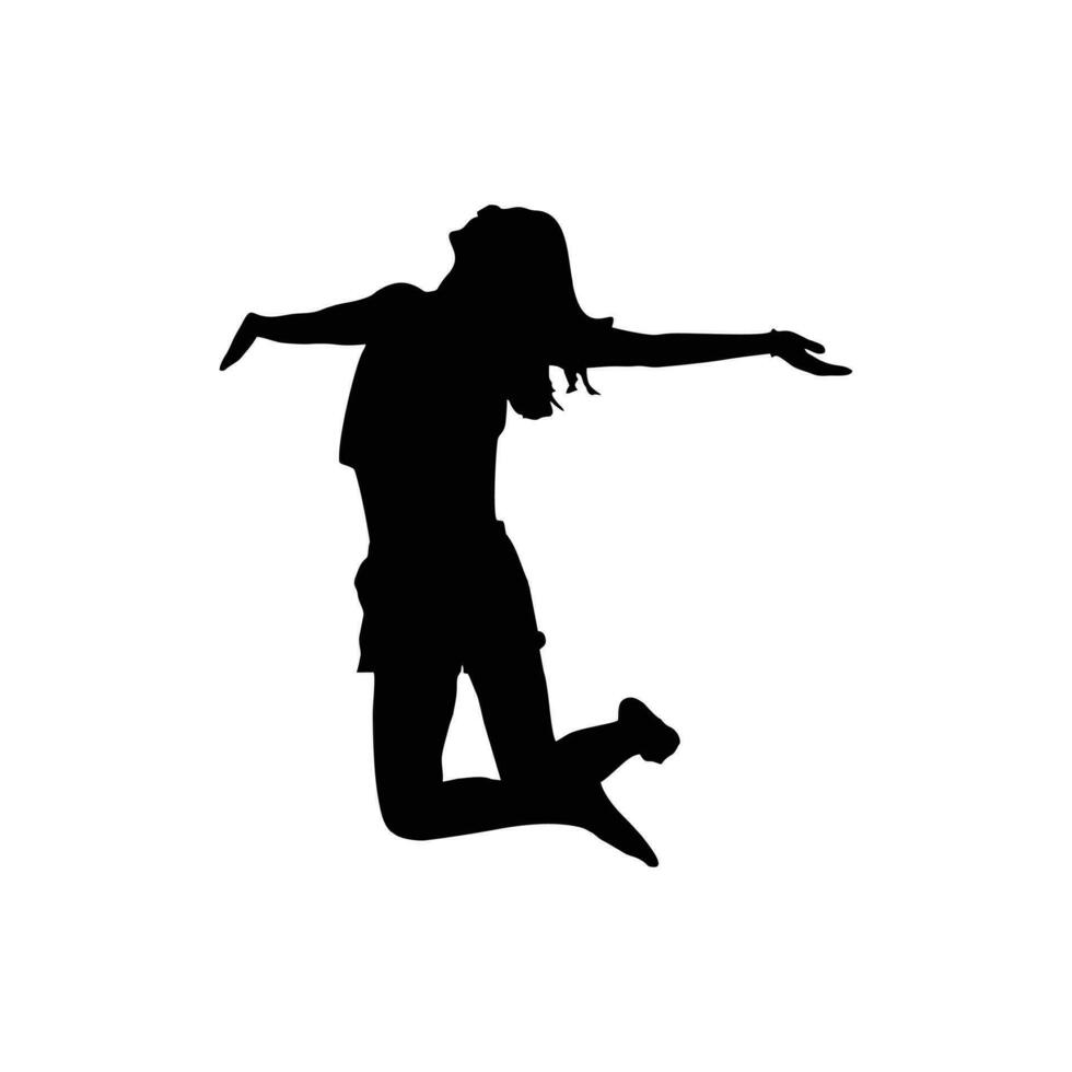 jumping girl silhouette, happy girl vector