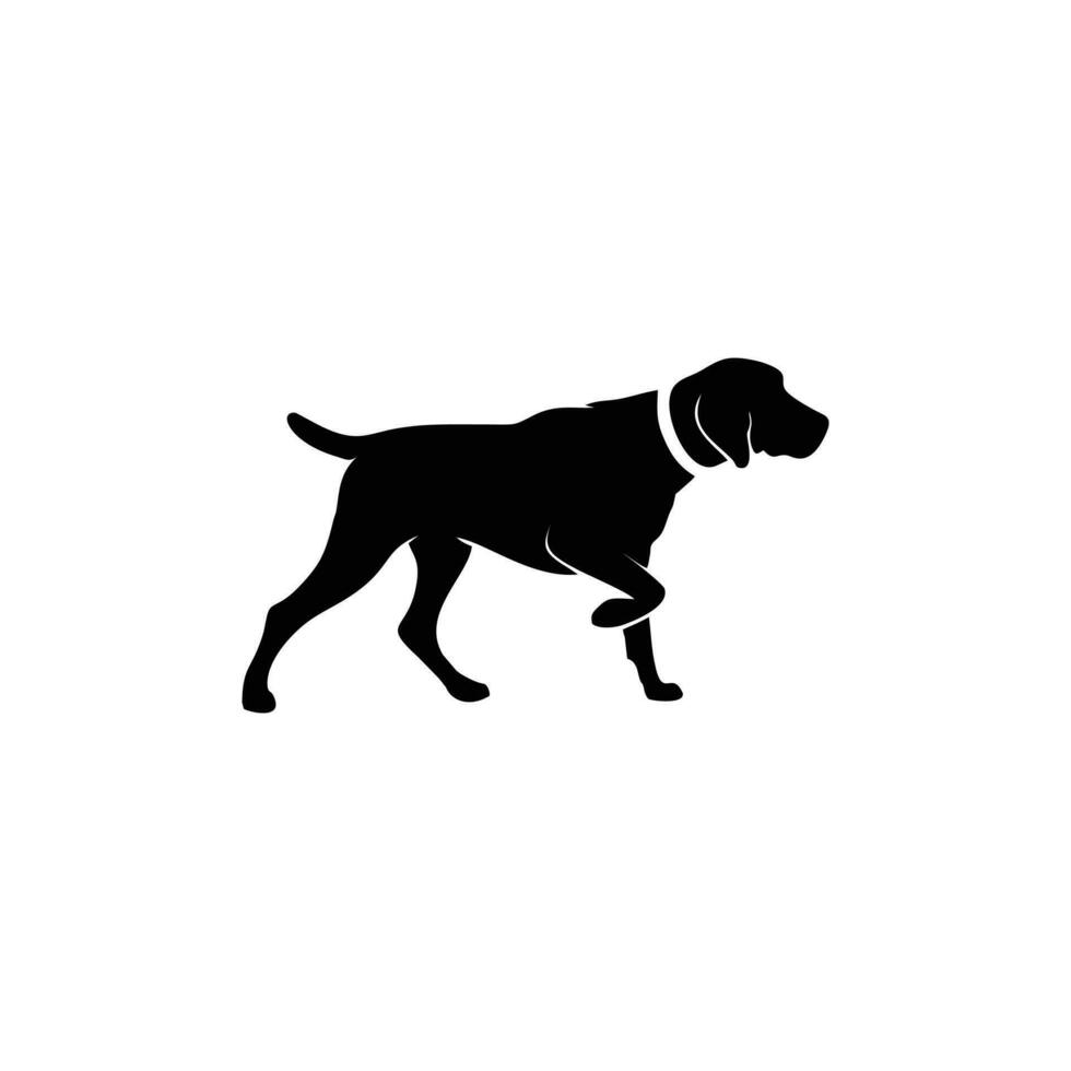 Black and white dog silhouette vector