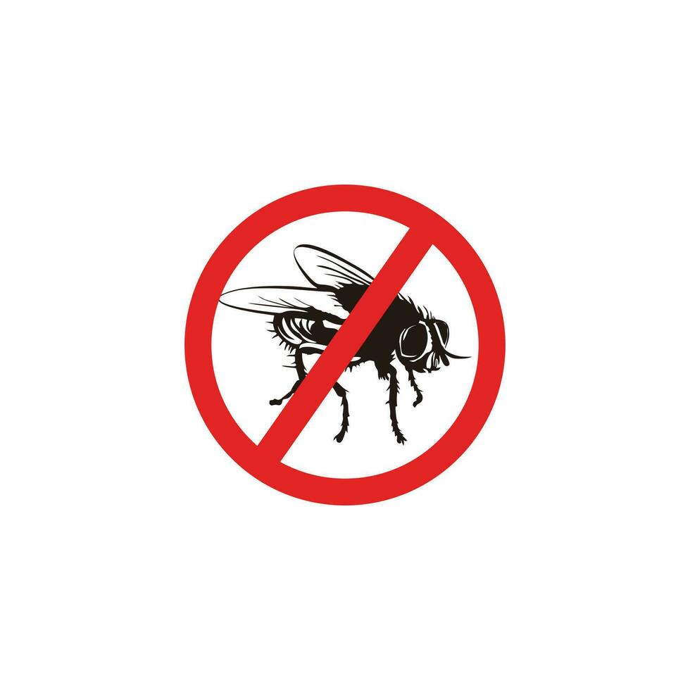 Warning sign stop the flies. Prohibition sign insect pest vector