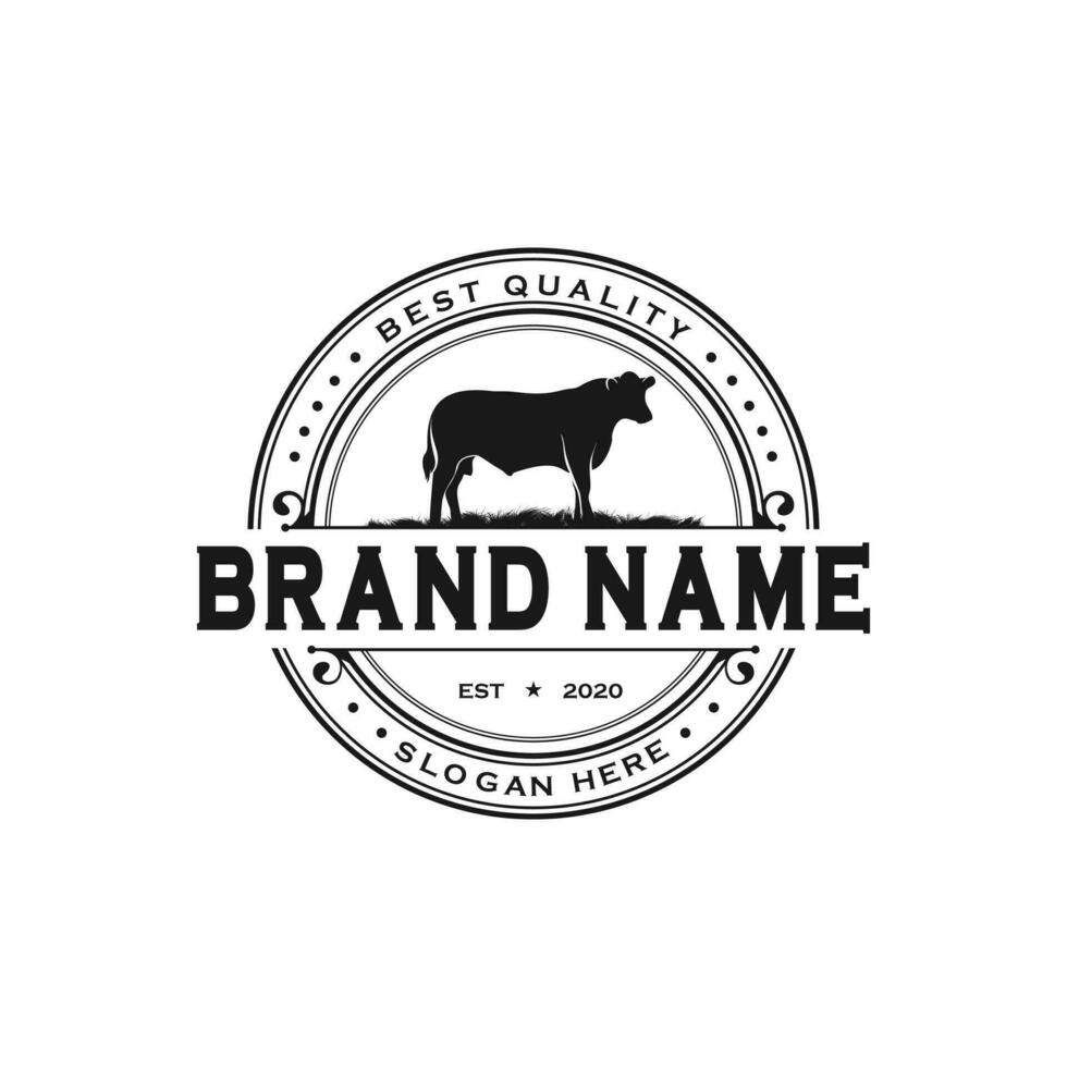 Black angus cattle logo emblem design template vector