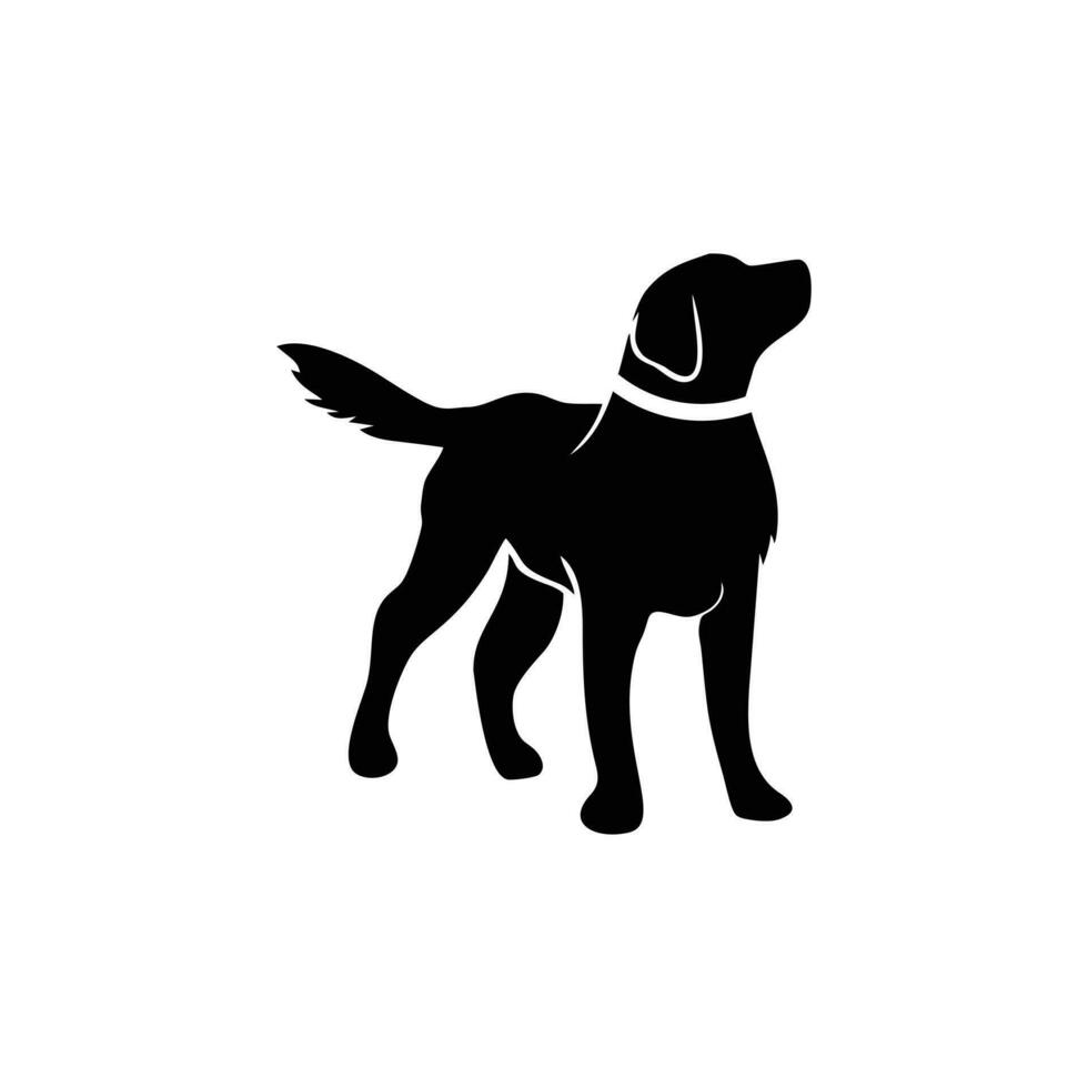 Black and white dog silhouette vector