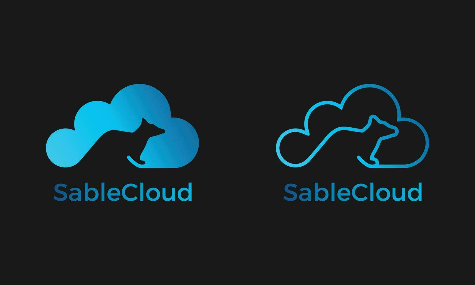 vector de logotipo de nube de sable sobre fondo negro