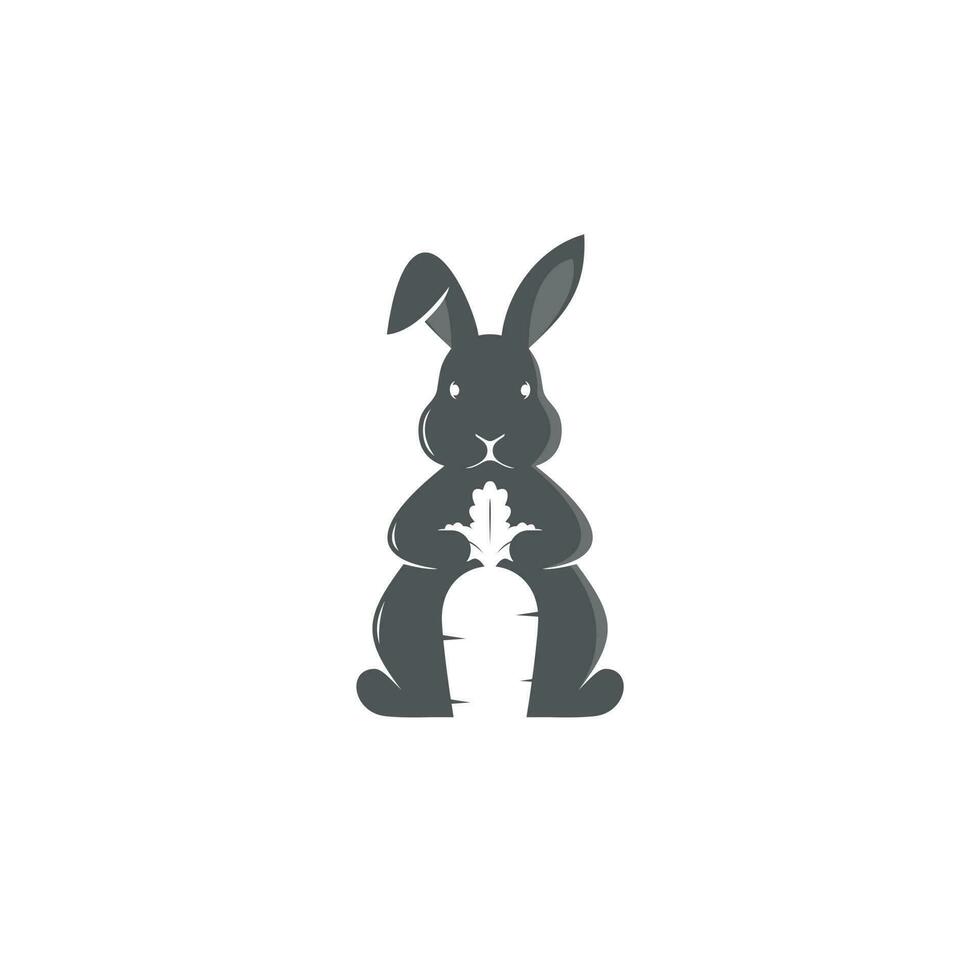 Vector illustration of rabbit logo design with carrot negative space