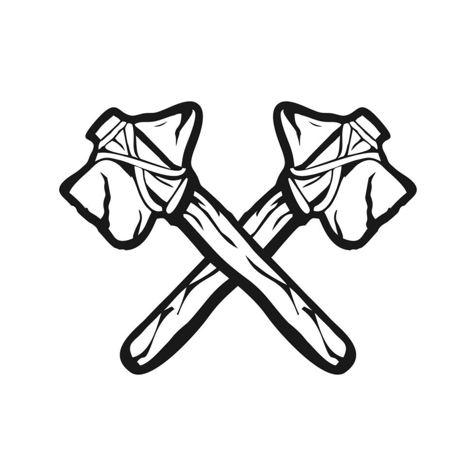 Stone axe isolated. Ancient tool and weapon vector