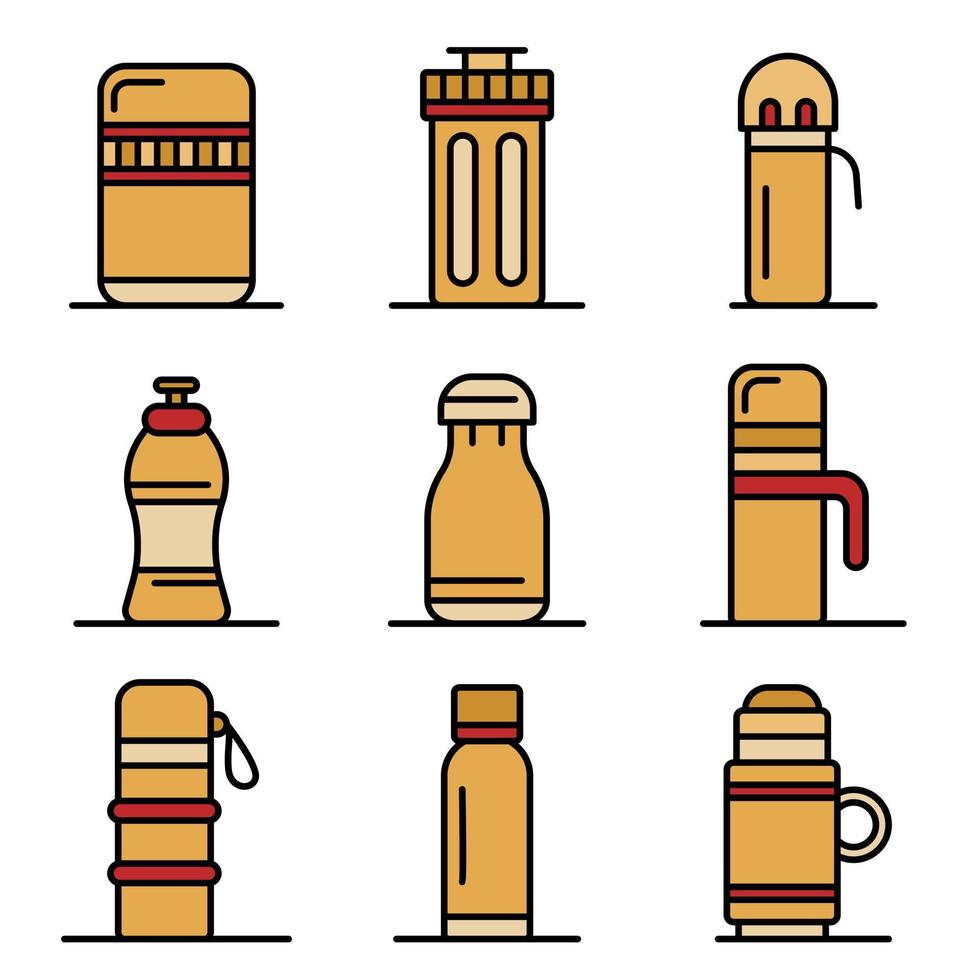 Vacuum insulated water bottleicons set vector flat