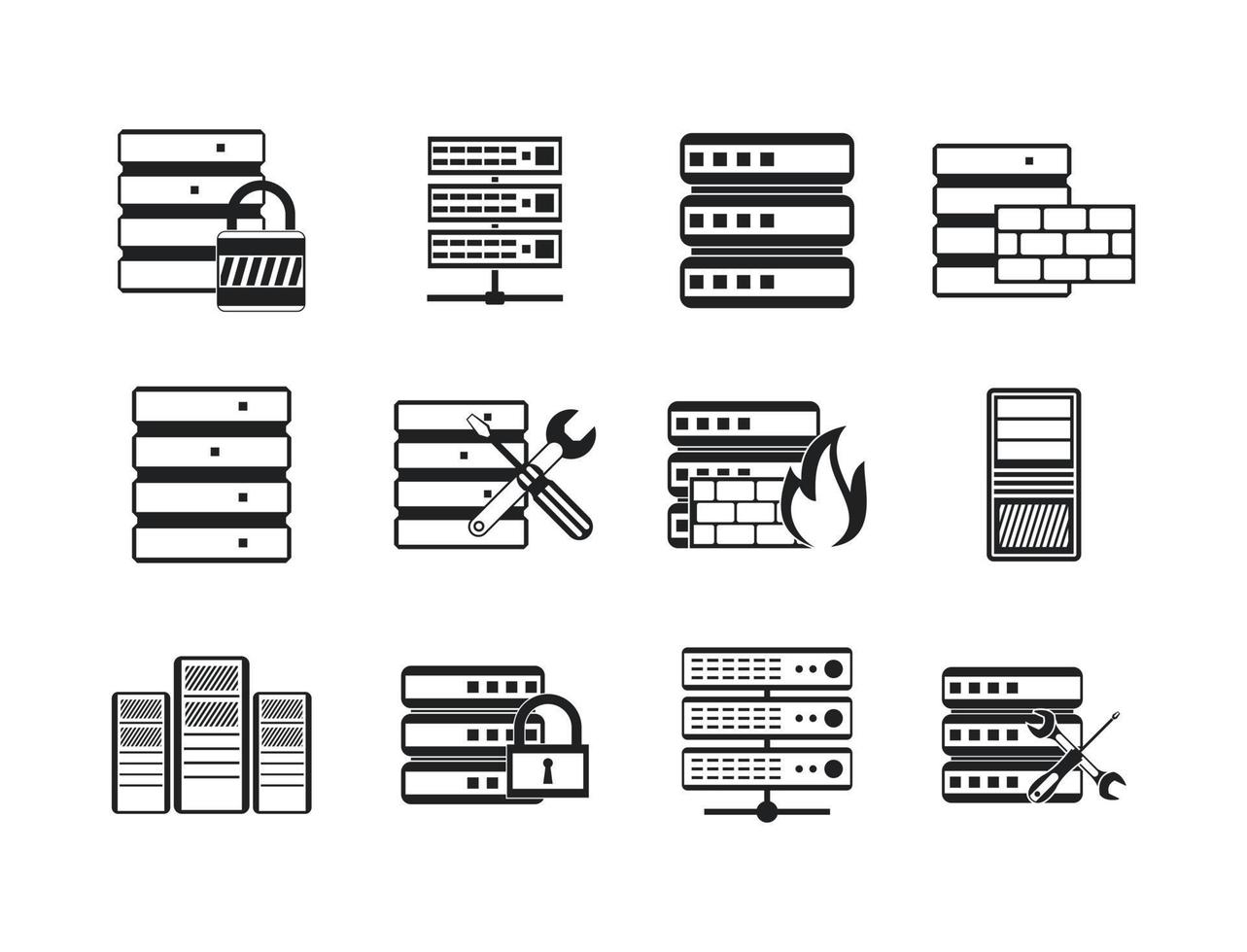 Server icon set, simple style vector