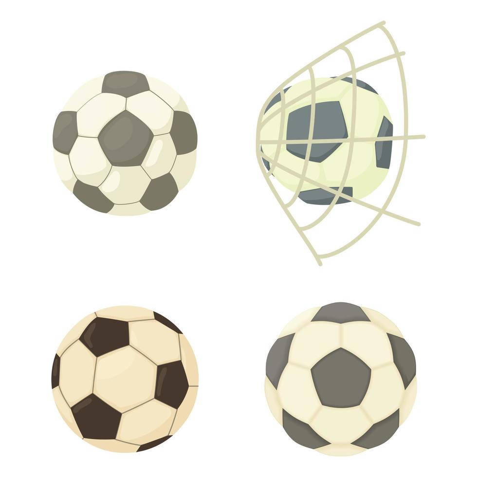 Soccer ball icon set, cartoon style vector