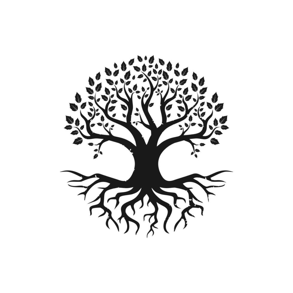 árbol negro vectorial de icono vivo, inspiración de diseño de logotipo aislado en fondo blanco. vector