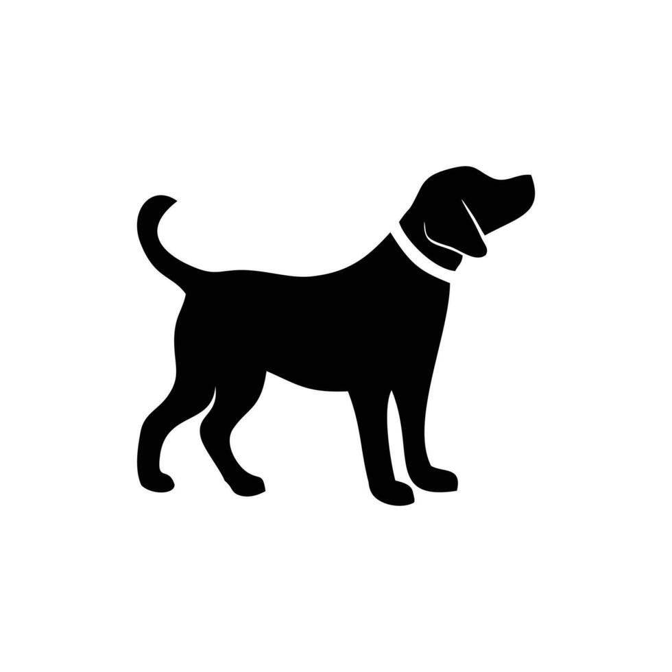 Black and white dog silhouette vector