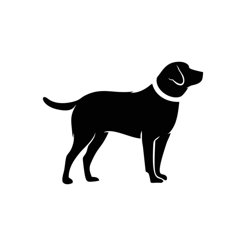 Black and white dog silhouette vector