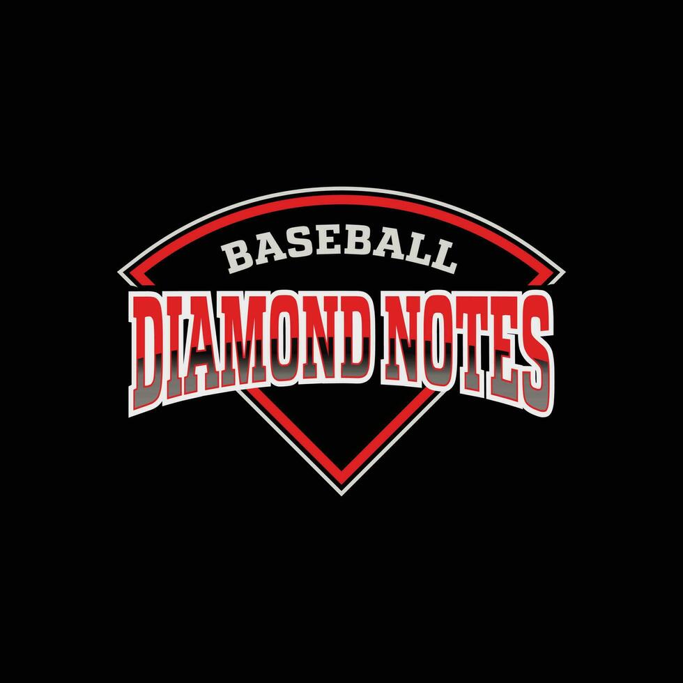 plantilla de diseño de logotipo de notas de diamante de béisbol sobre fondo azul vector