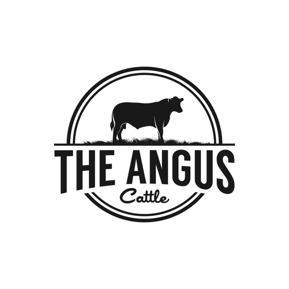 Black angus cattle logo emblem design template vector