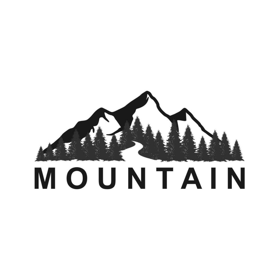 Mountain adventure with river logo template vector