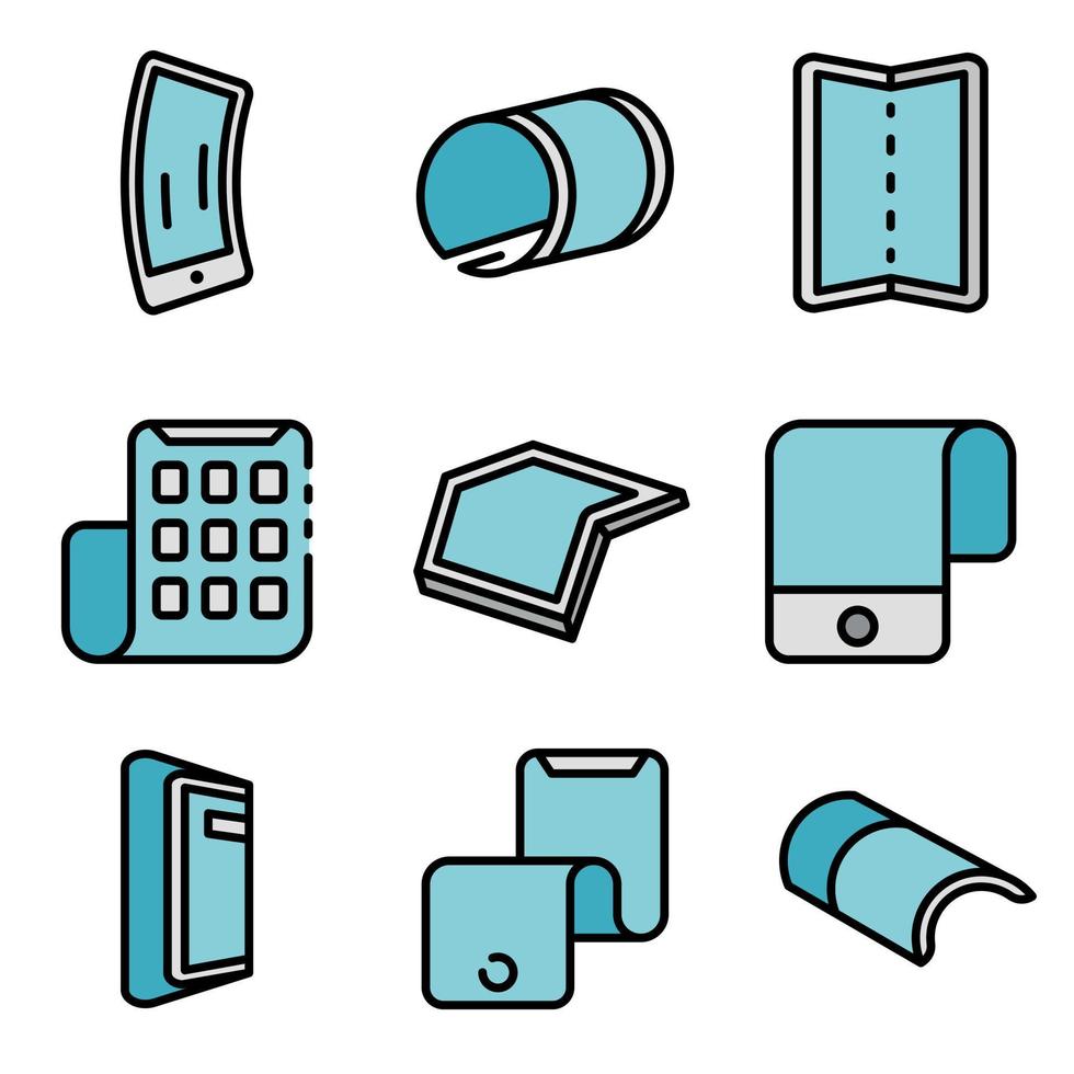 Flexible display icons set vector flat