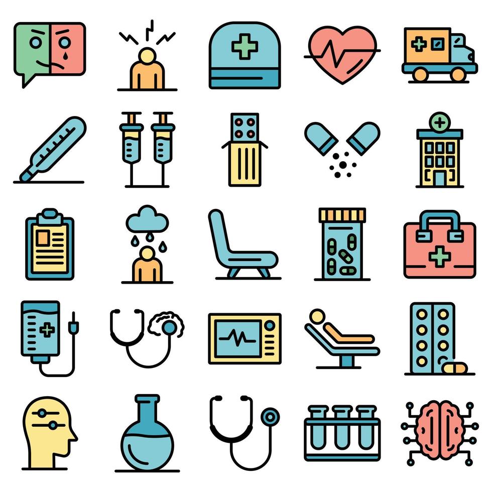 Mental hospital icons set vector flat