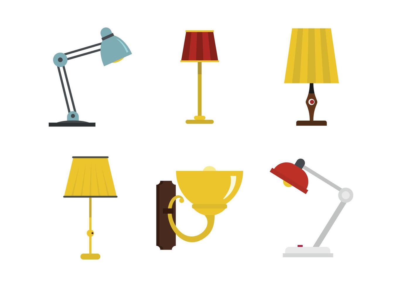 Home lamp icon set, flat style vector