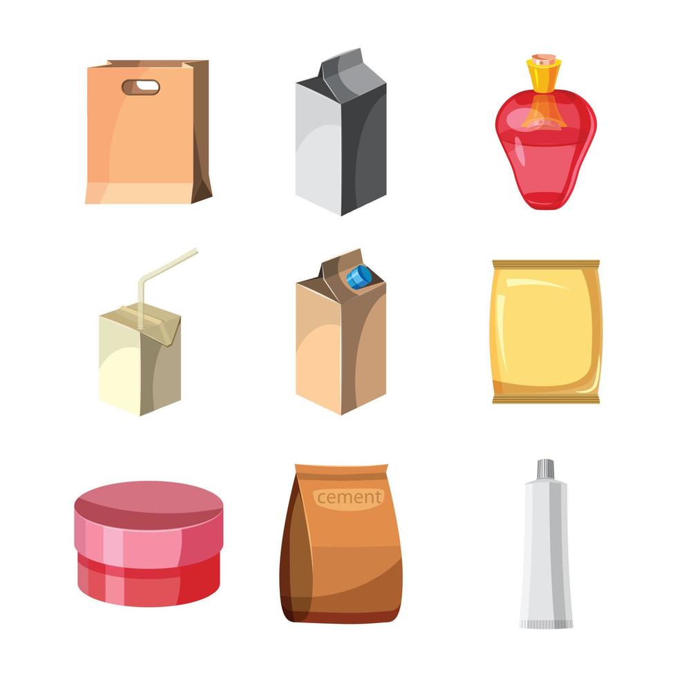 Package icon set, cartoon style vector