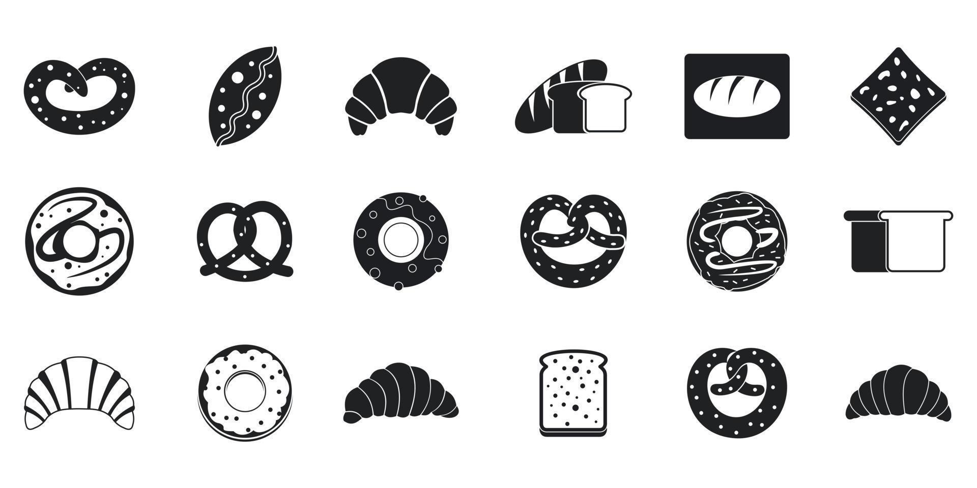 conjunto de iconos de panadería, estilo simple vector