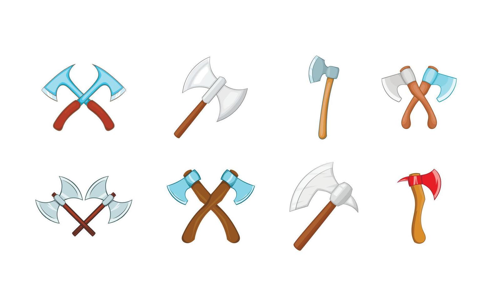 Axe icon set, cartoon style vector