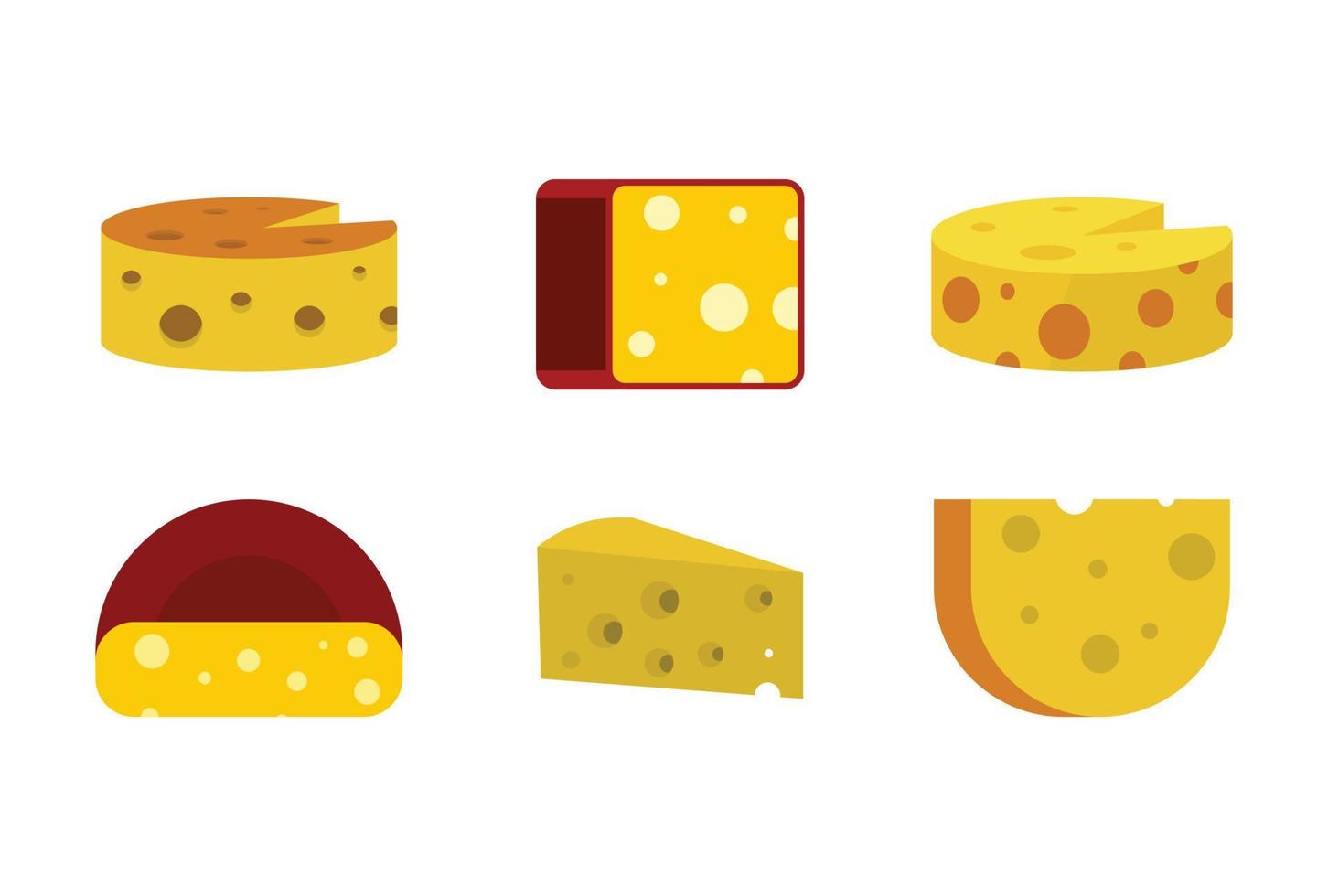 conjunto de iconos de queso, estilo plano vector