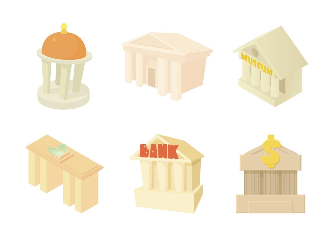 conjunto de iconos de construcción de columnas, estilo de dibujos animados vector