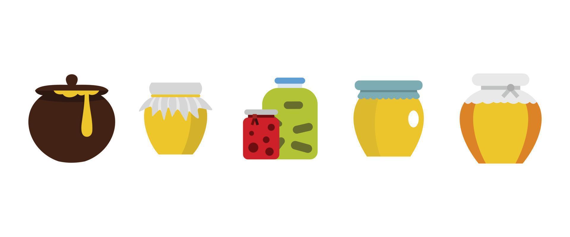 Jar icon set, flat style vector