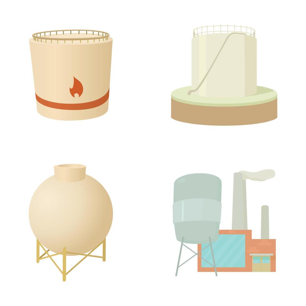 Reserve barrel icon set, cartoon style vector