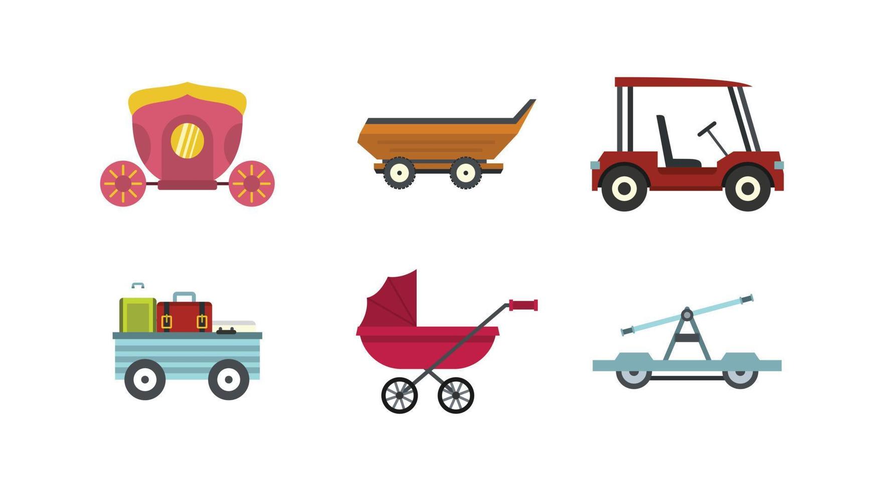 conjunto de iconos de carrito, estilo plano vector