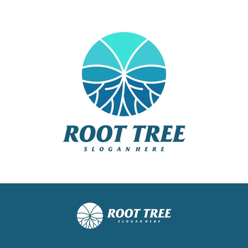 plantilla de vector de diseño de logotipo de raíz de árbol, ilustración de conceptos de logotipo de árbol.