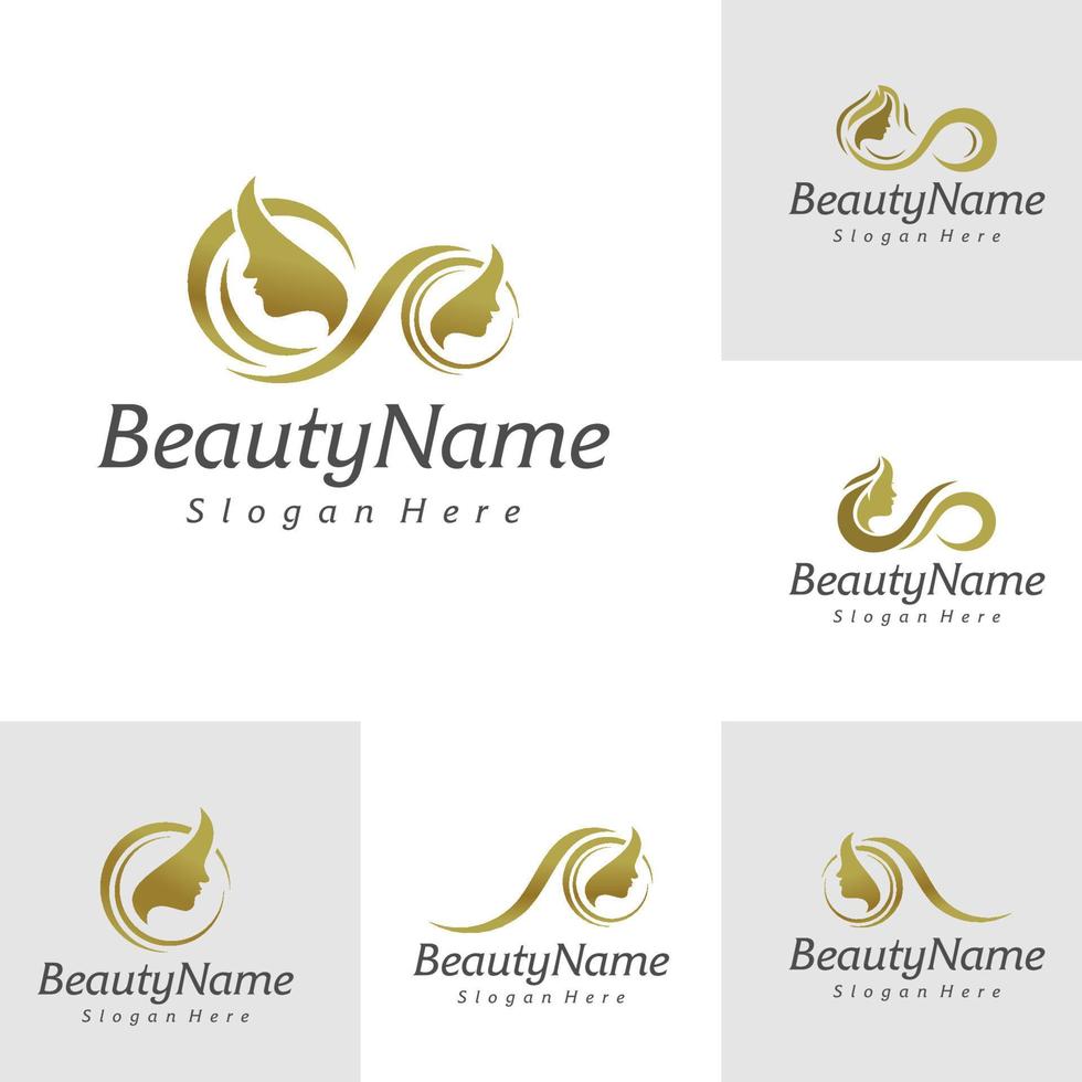 conjunto de plantilla de vector de diseño de logotipo de belleza, ilustración de conceptos de logotipo de belleza.