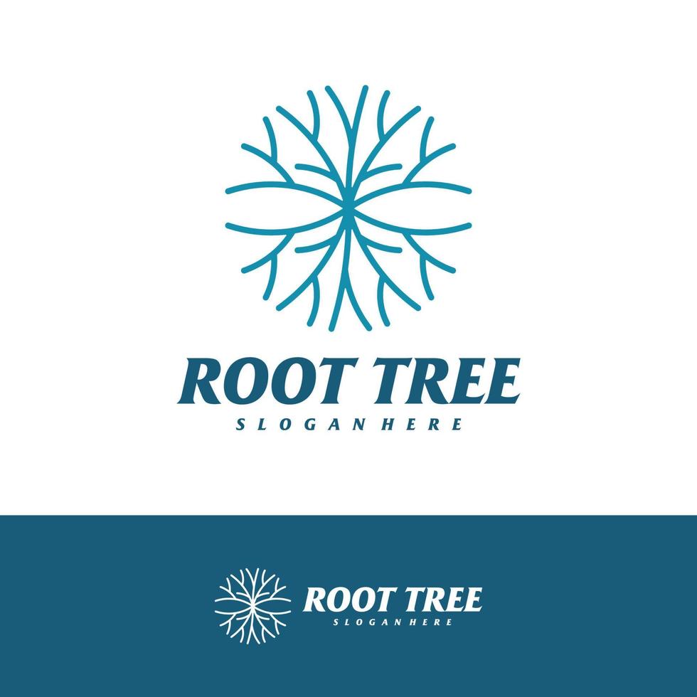 plantilla de vector de diseño de logotipo de raíz de árbol, ilustración de conceptos de logotipo de árbol.