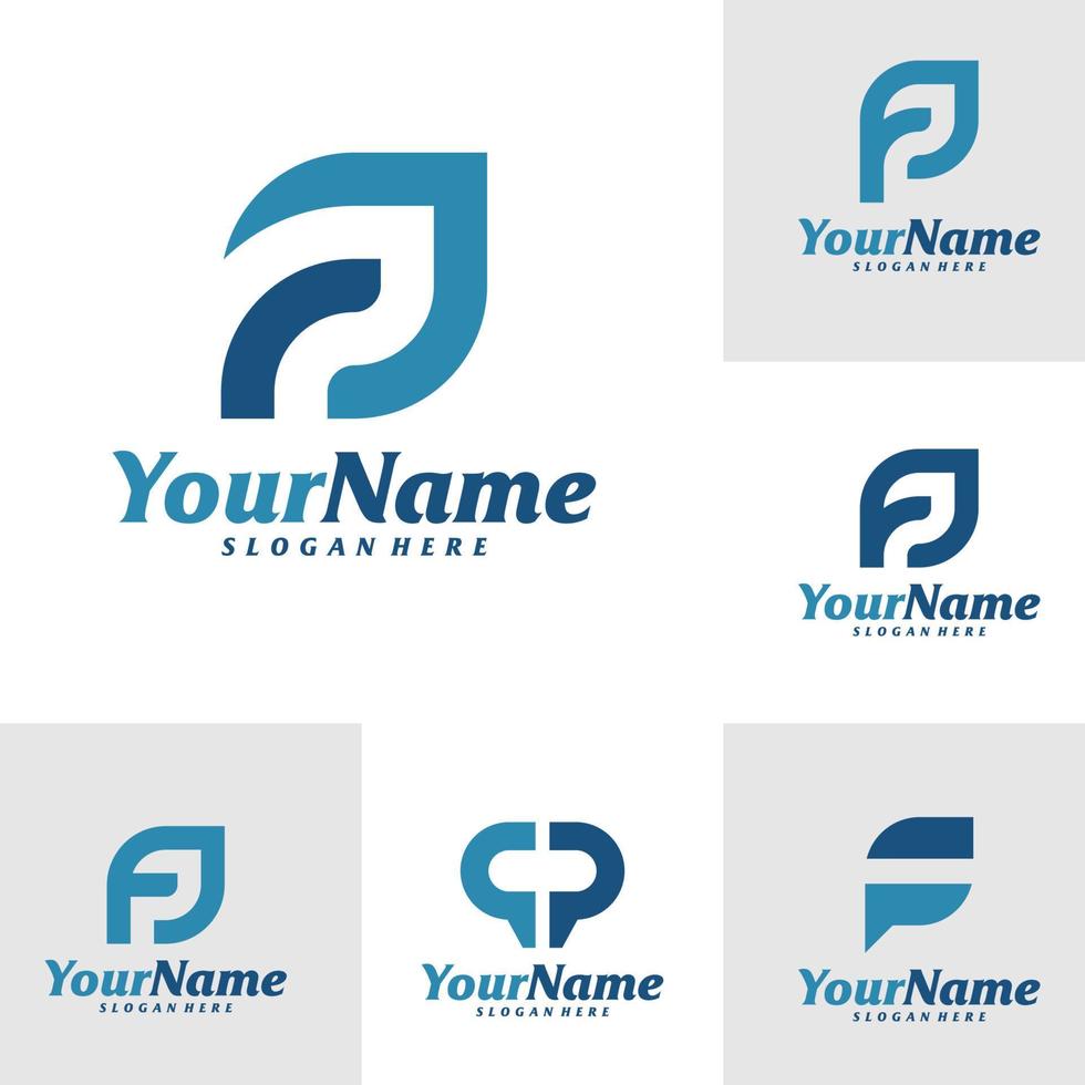 Set of Letter FP logo design vector template, Initial FP logo concepts illustration.