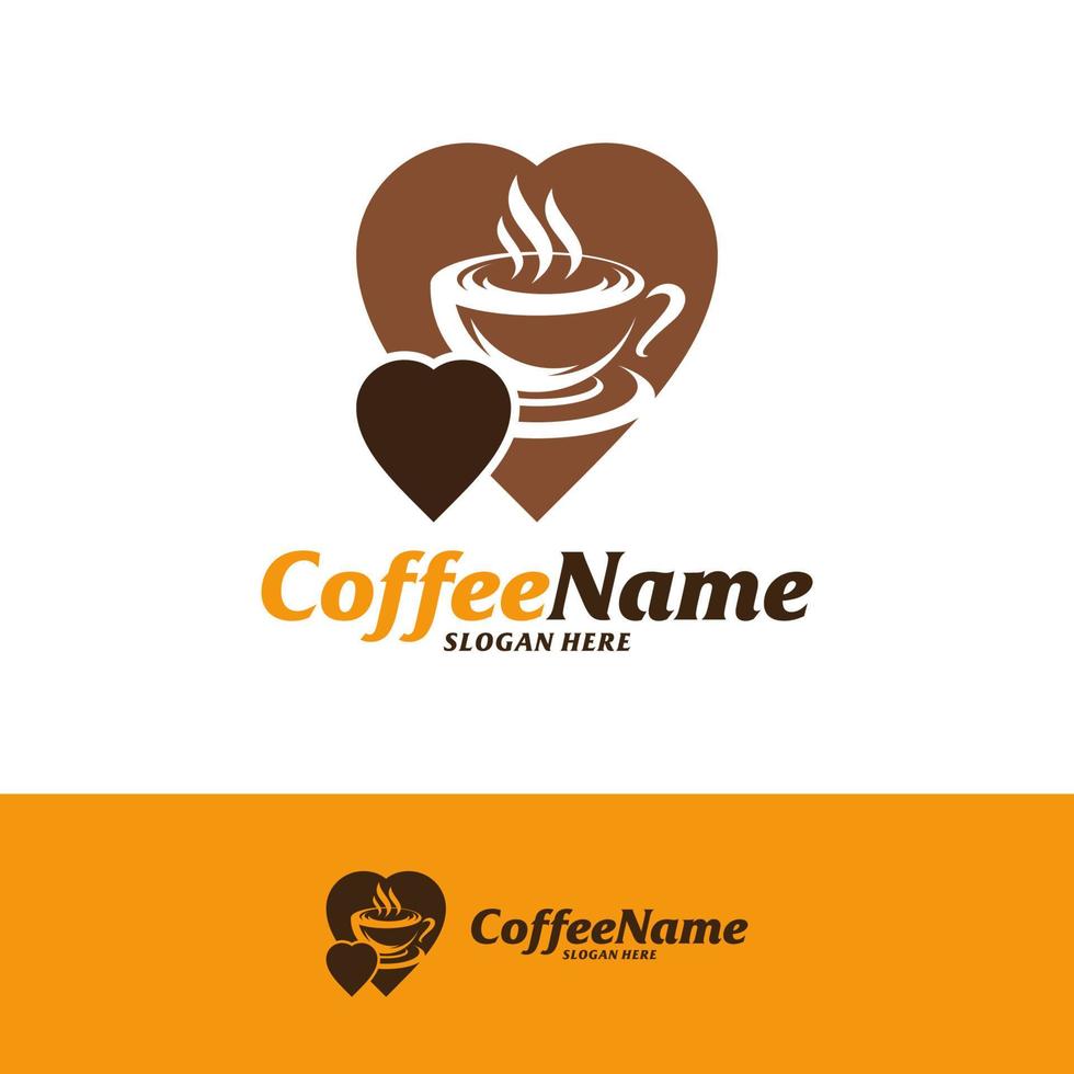 plantilla de diseño de logotipo de amor de café. vector de concepto de logotipo de café. símbolo de icono creativo