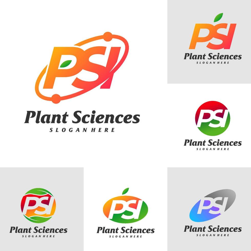 conjunto de plantilla de vector de diseño de logotipo de letra psi, ilustración inicial de conceptos de logotipo de psi.