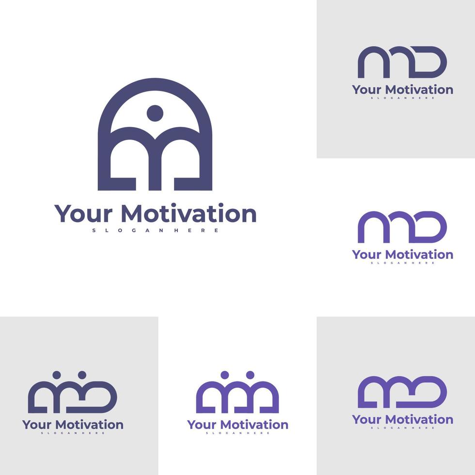 Set of Letter M D logo design vector template, Initial MD logo concepts illustration.