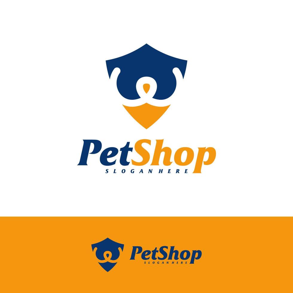 Pet Shield Logo Design Template. Pet logo concept vector. Emblem, Creative Symbol, Icon vector