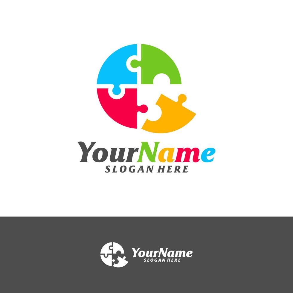 Colorful Puzzle Logo Design Template. Puzzle logo concept vector. Emblem, Creative Symbol, Icon vector